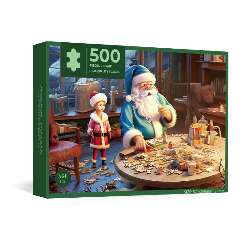 Christmas Series White Card Puzzle 52*38Cm 500 Piece Puzzle Paper Toy Source Manufacturer Spot Puzzle - Image 1